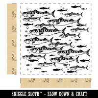 School of Atlantic Mackerel Striped Fish Square Rubber Stamp for Stamping Crafting