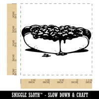 Sloppy Messy Chili Cheese Dog Plump Hotdog Frank on a Bun Square Rubber Stamp for Stamping Crafting