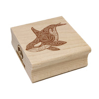 Tribal Orca Killer Whale Square Rubber Stamp for Stamping Crafting