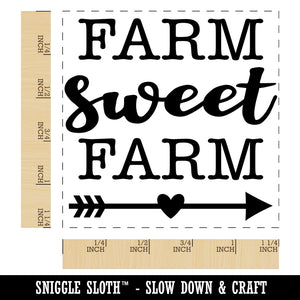 Farm Sweet Farm with Arrow and Heart Square Rubber Stamp for Stamping Crafting