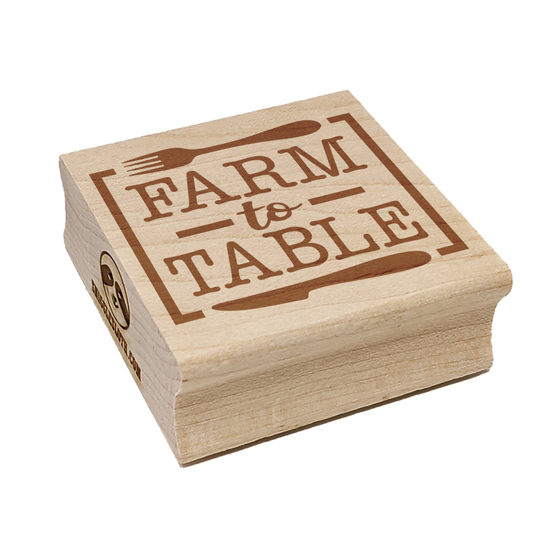 Farm to Table with Fork and Knife Square Rubber Stamp for Stamping Crafting