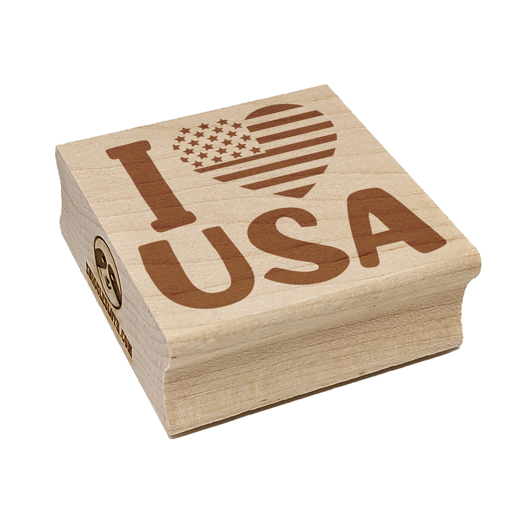 I Heart Flag USA Patriotic Fourth of July Square Rubber Stamp for Stamping Crafting