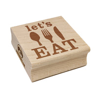 Let's Eat Knife Fork Spoon Square Rubber Stamp for Stamping Crafting