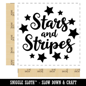 Stars and Stripes Script with Stars Square Rubber Stamp for Stamping Crafting