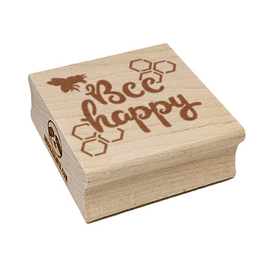 Bee Be Happy Honeycomb Square Rubber Stamp for Stamping Crafting