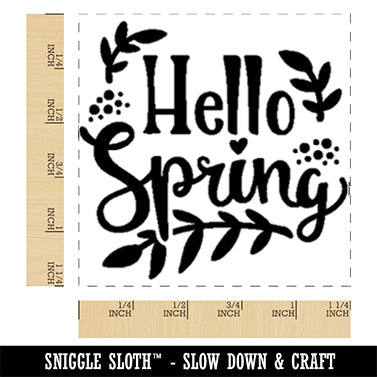 Hello Spring Floral Square Rubber Stamp for Stamping Crafting