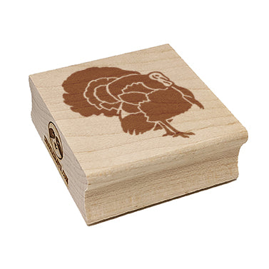 Male Turkey with Feathers Out Thanksgiving Square Rubber Stamp for Stamping Crafting