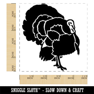 Male Turkey with Feathers Out Thanksgiving Square Rubber Stamp for Stamping Crafting