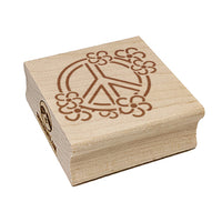 Peace Sign Surrounded by Flowers Square Rubber Stamp for Stamping Crafting