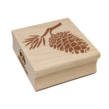 Pinecone on Branch Square Rubber Stamp for Stamping Crafting