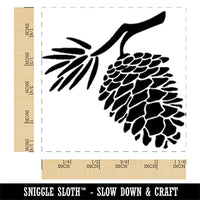 Pinecone on Branch Square Rubber Stamp for Stamping Crafting