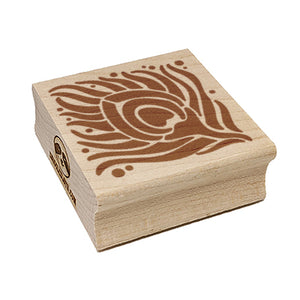 Artsy Peacock Feather Square Square Rubber Stamp for Stamping Crafting