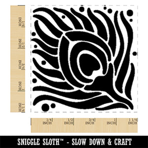 Artsy Peacock Feather Square Square Rubber Stamp for Stamping Crafting