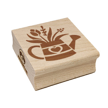 Charming Water Can with Spring Summer Flowers Gardening Square Rubber Stamp for Stamping Crafting