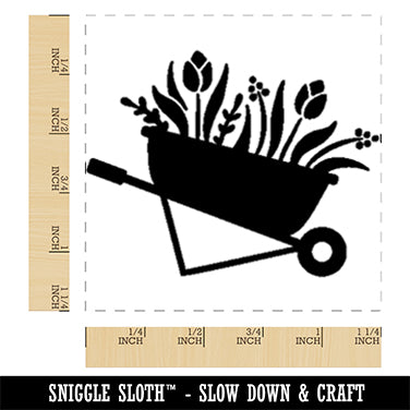 Darling Wheelbarrow Spring Summer Flowers Gardening Square Rubber Stamp for Stamping Crafting