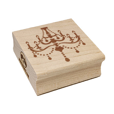 Elegant Candle Chandelier Square Rubber Stamp for Stamping Crafting