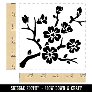 Cherry Blossom Sakura Floral Flower Bud Branch Square Rubber Stamp for Stamping Crafting