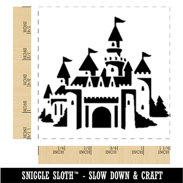 Fantasy Fairytale Castle with Towers Square Rubber Stamp for Stamping Crafting