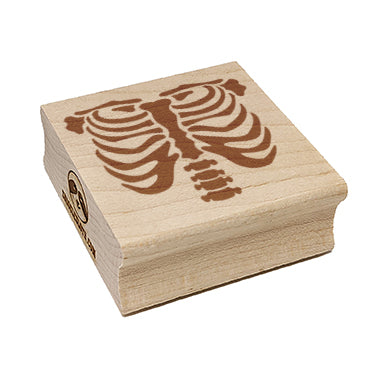 Human Ribcage Skeleton Bones Spooky Halloween Square Rubber Stamp for Stamping Crafting