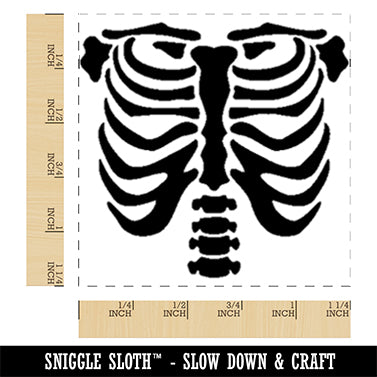 Human Ribcage Skeleton Bones Spooky Halloween Square Rubber Stamp for Stamping Crafting