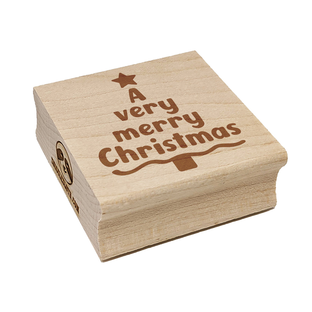 A Very Merry Christmas Tree Square Rubber Stamp for Stamping Crafting