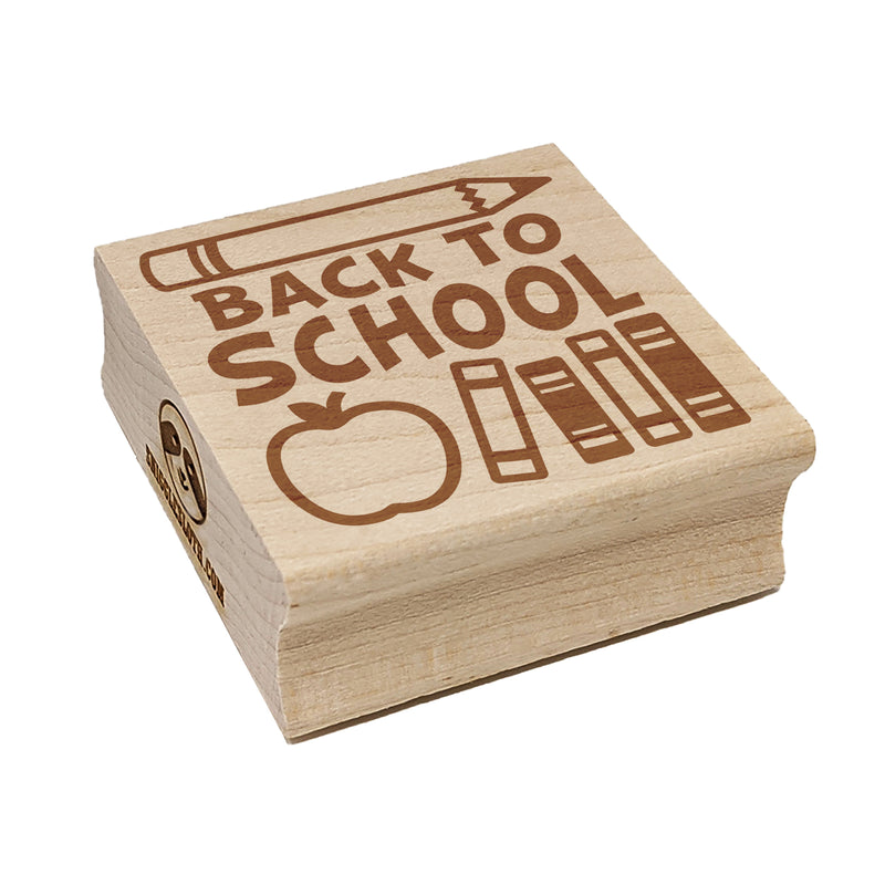 Back to School Pencil Apple Books Square Rubber Stamp for Stamping Crafting