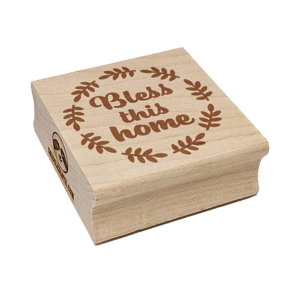 Bless This Home in Wreath Square Rubber Stamp for Stamping Crafting