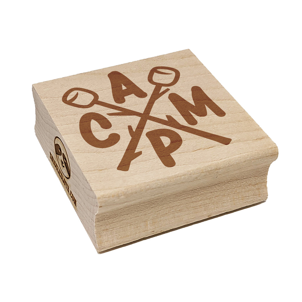 Camp Crossed Marshmallows Camping Hiking Square Rubber Stamp for Stamping Crafting