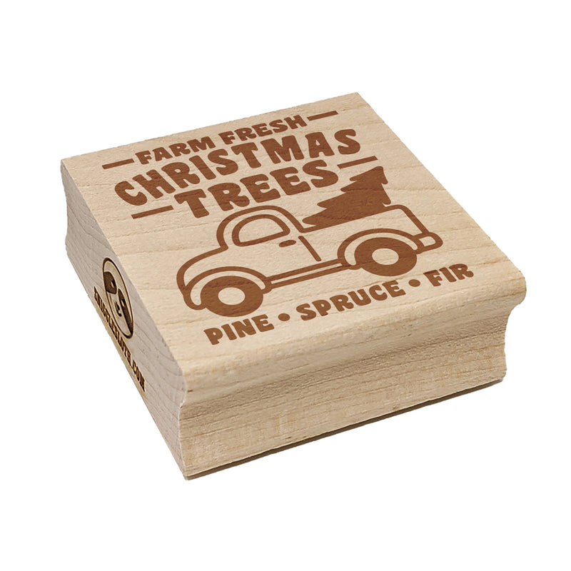 Farm Fresh Christmas Trees Truck Square Rubber Stamp for Stamping Crafting