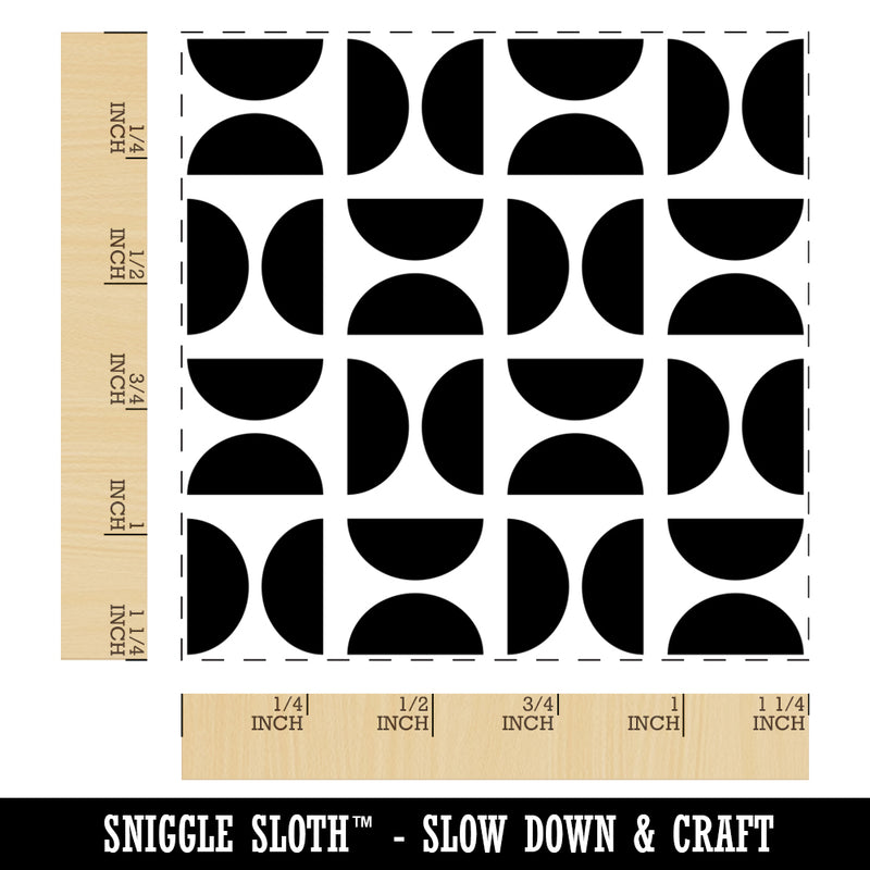 Geometric Half Circle Pattern Square Rubber Stamp for Stamping Crafting