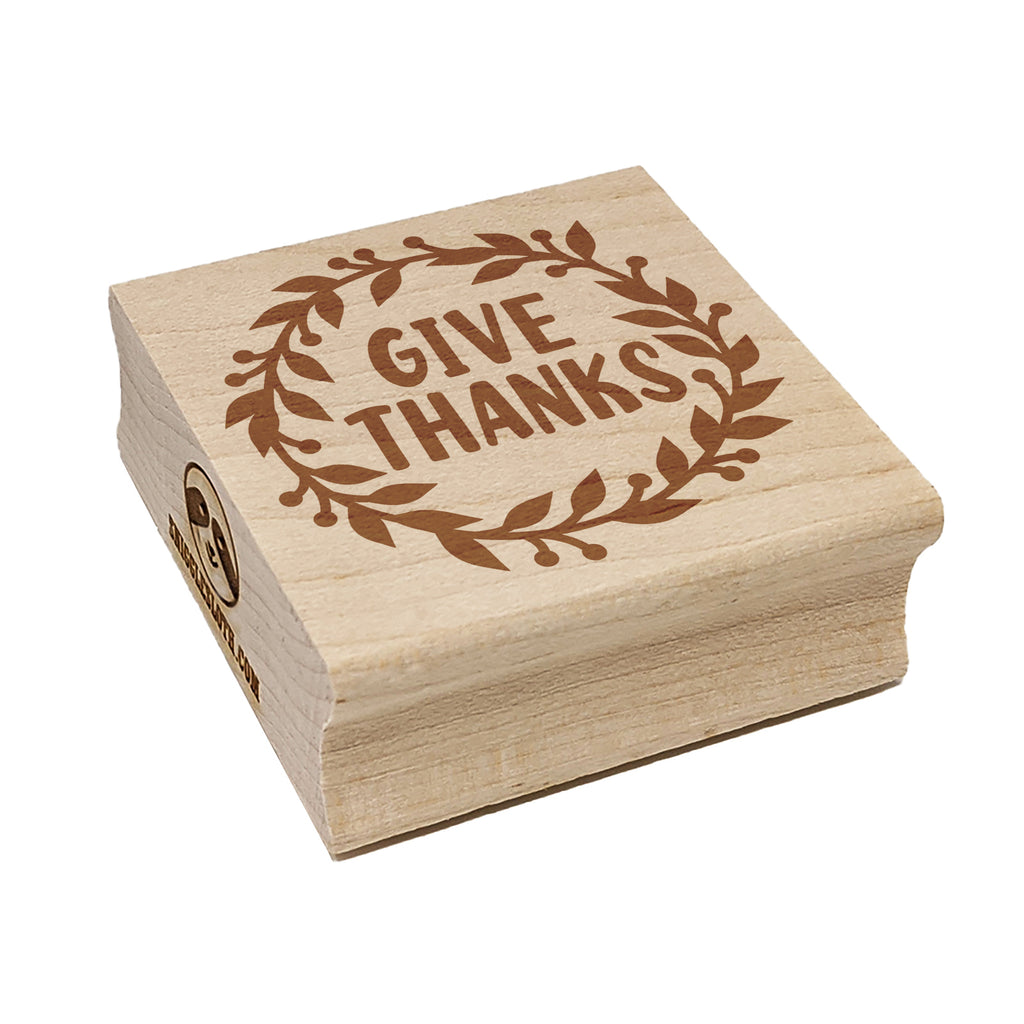 Give Thanks Wreath Square Rubber Stamp for Stamping Crafting