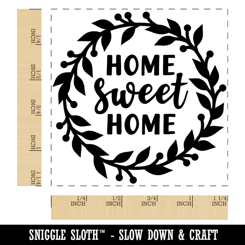 Home Sweet Home Wreath Square Rubber Stamp for Stamping Crafting