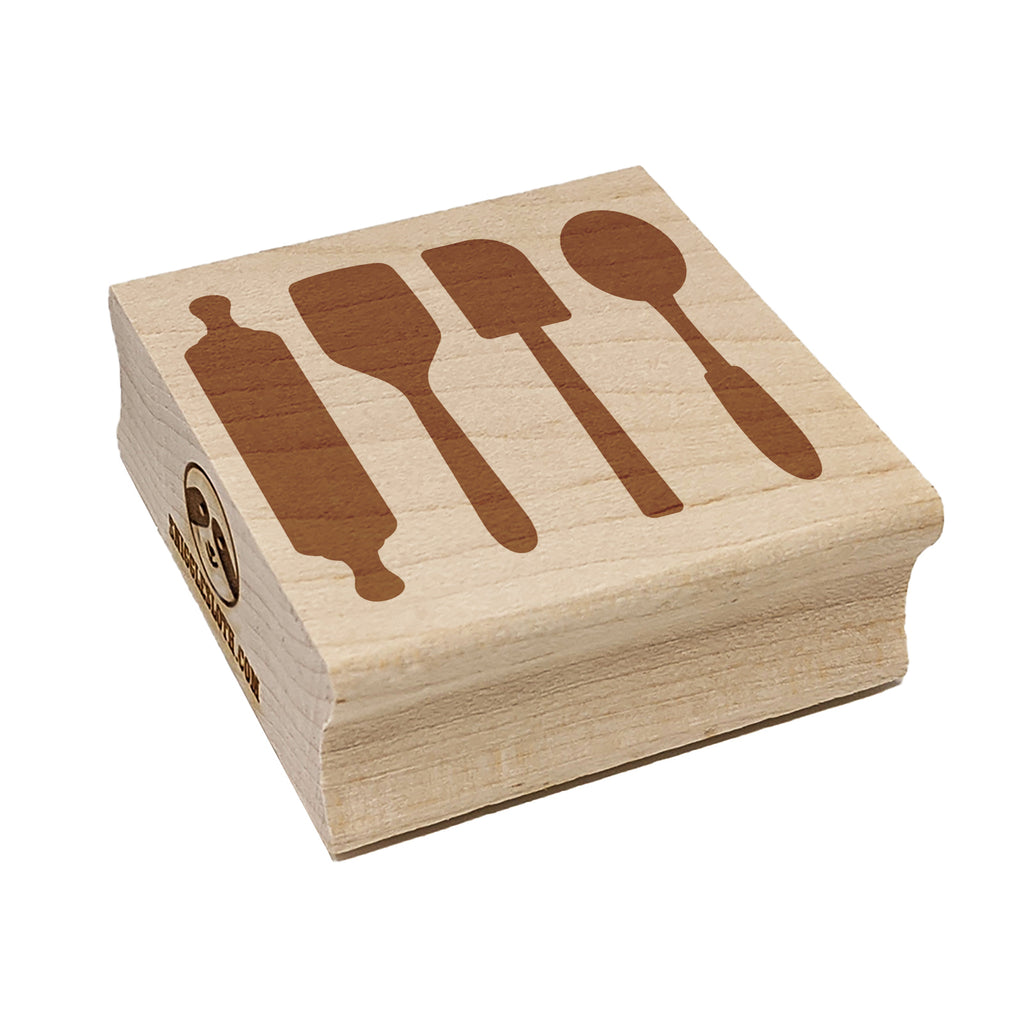 Kitchen Utensils Baking Cooking Square Rubber Stamp for Stamping Crafting