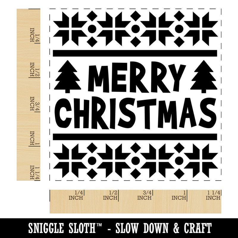 Merry Christmas Sweater Style Square Rubber Stamp for Stamping Crafting