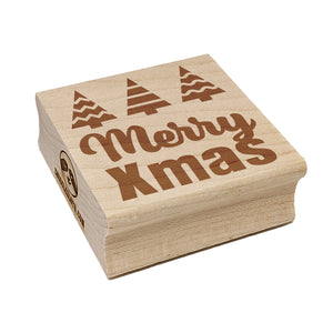 Merry Xmas Christmas Trees Square Rubber Stamp for Stamping Crafting