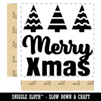 Merry Xmas Christmas Trees Square Rubber Stamp for Stamping Crafting