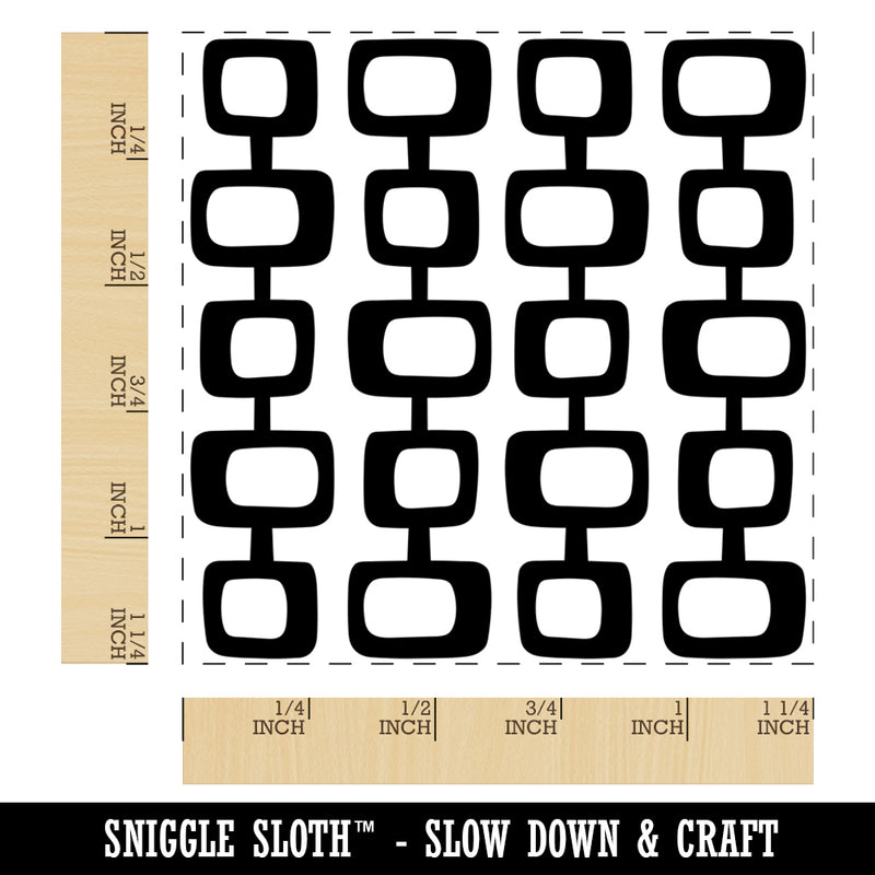 Retro Mid Century Square Pattern Square Rubber Stamp for Stamping Crafting