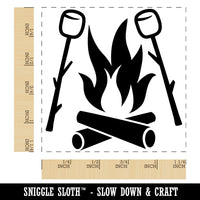 Roasting Marshmallows S'mores Camping Hiking Square Rubber Stamp for Stamping Crafting