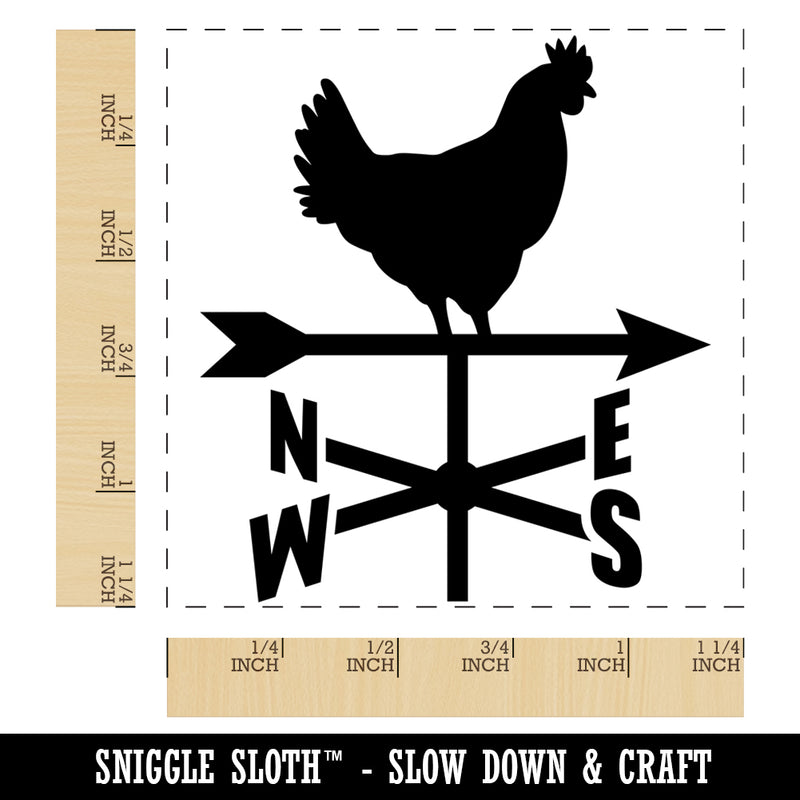 Rooster Weathervane North South West East Square Rubber Stamp for Stamping Crafting