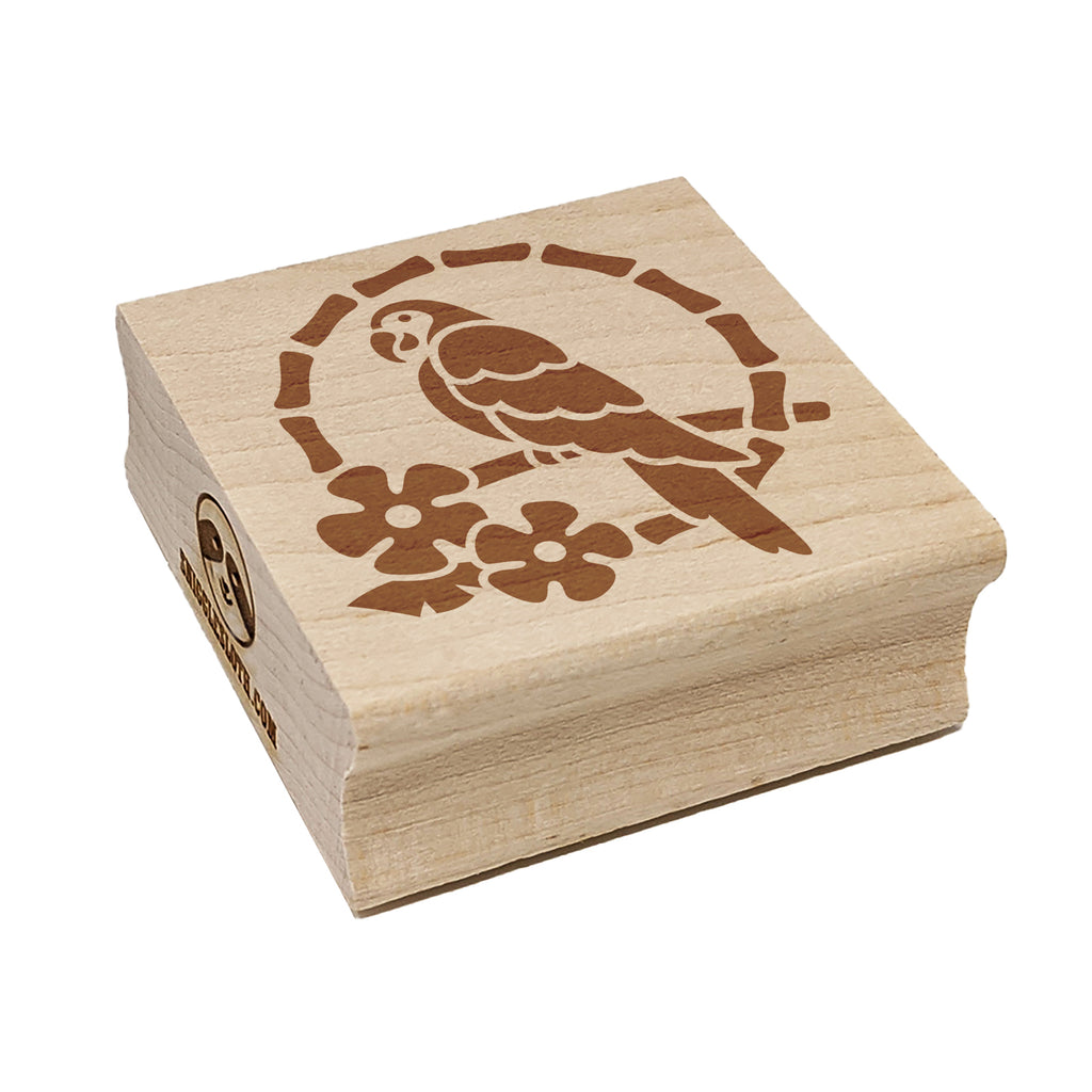 Tiki Bird Parrot Square Rubber Stamp for Stamping Crafting