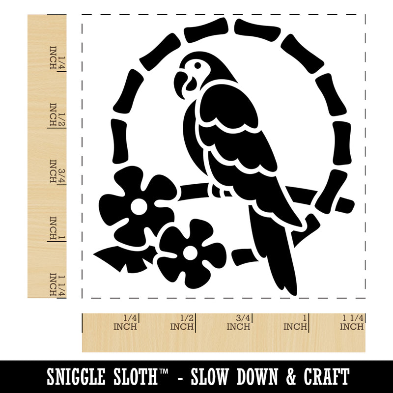 Tiki Bird Parrot Square Rubber Stamp for Stamping Crafting