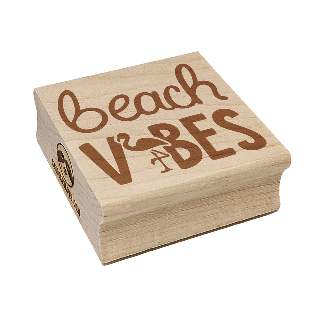 Beach Vibes Flamingo Square Rubber Stamp for Stamping Crafting