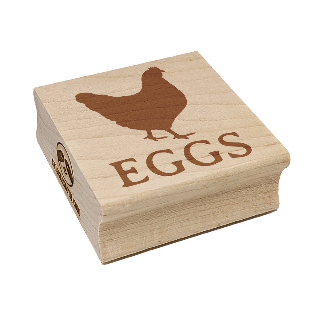 Eggs Text with Chicken Farm Square Rubber Stamp for Stamping Crafting