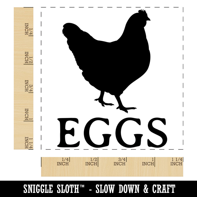 Eggs Text with Chicken Farm Square Rubber Stamp for Stamping Crafting