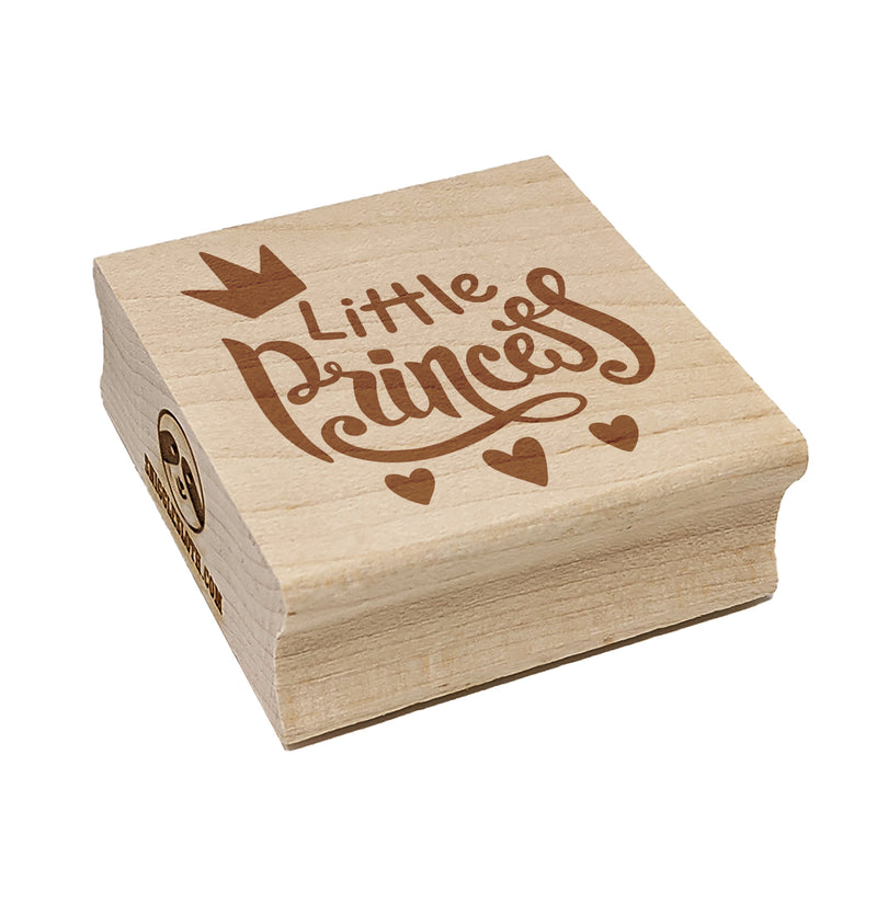 Little Princess Cursive with Crown and Hearts Square Rubber Stamp for Stamping Crafting