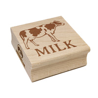 Milk Text with Spotted Cow Farm Dairy Square Rubber Stamp for Stamping Crafting