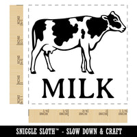 Milk Text with Spotted Cow Farm Dairy Square Rubber Stamp for Stamping Crafting