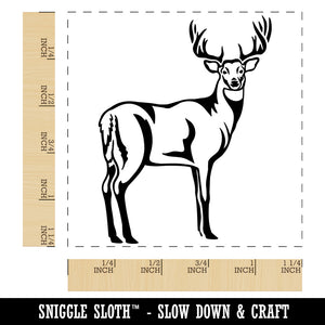 White-Tailed Deer Buck Hunting Forest Animal Square Rubber Stamp for Stamping Crafting