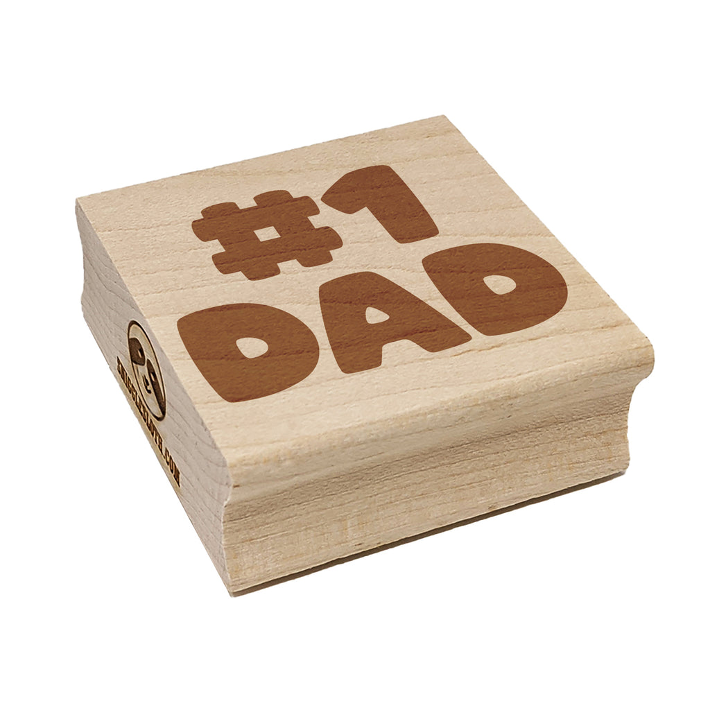 #1 Dad Number One Father's Day Square Rubber Stamp for Stamping Crafting