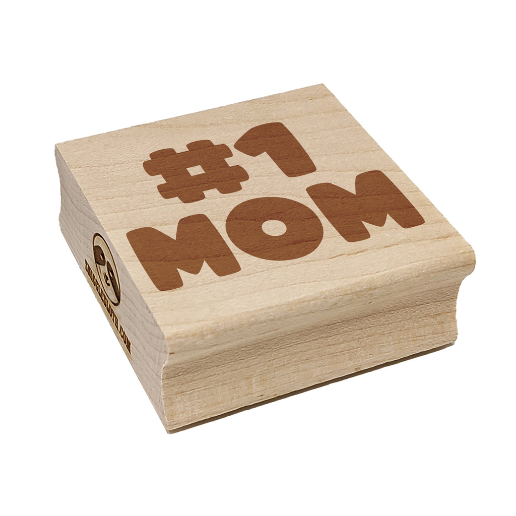 #1 Mom Number One Mother's Day Square Rubber Stamp for Stamping Crafting